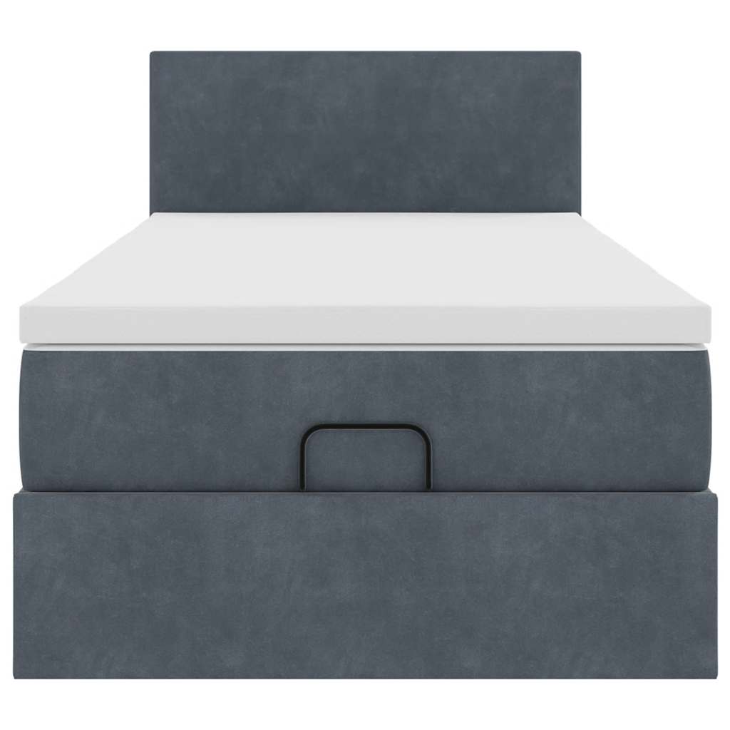 Cadre de lit ottoman et matelas gris foncé 90x200 cm velours - XIOS