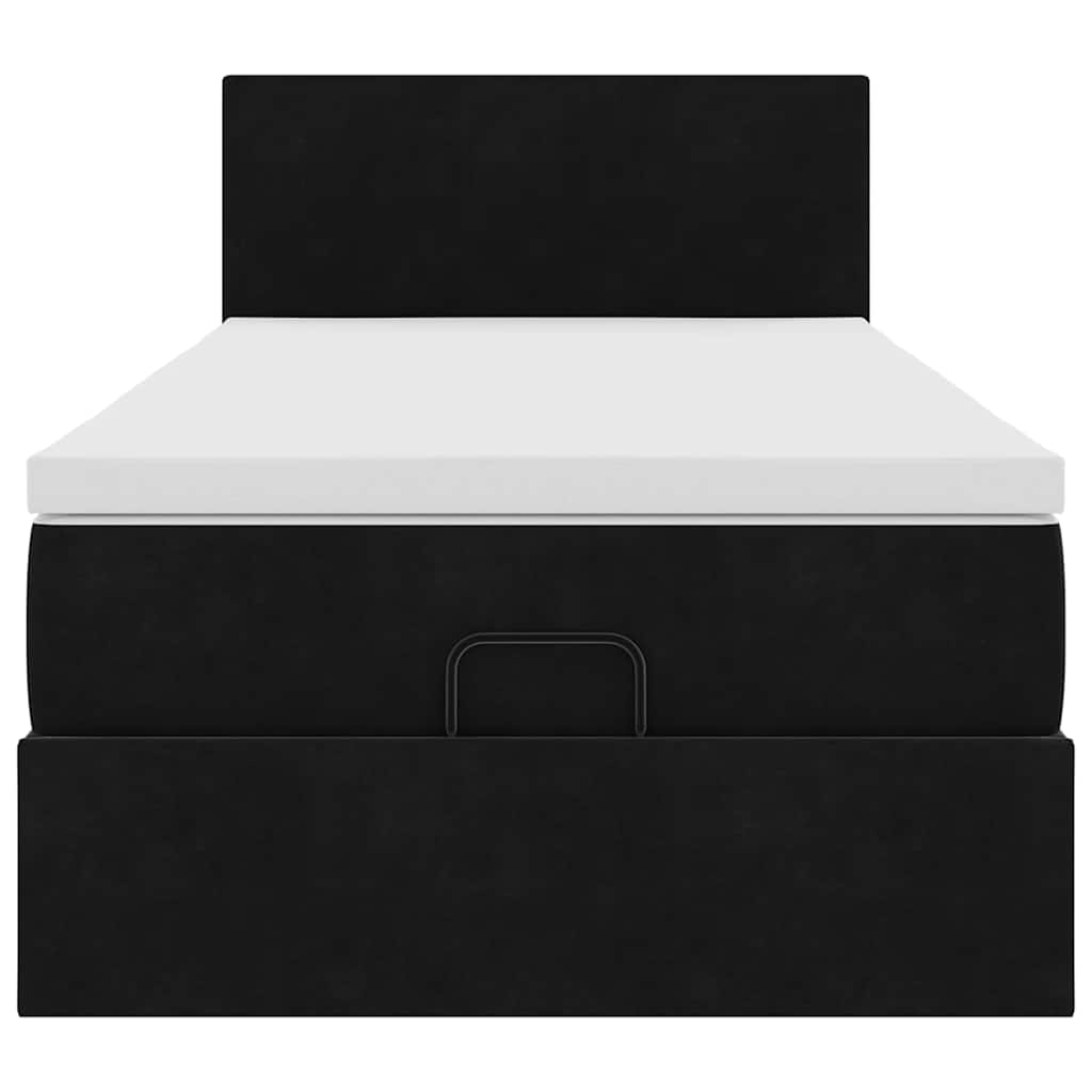 Cadre de lit ottoman avec matelas noir 100x200cm velours - XIOS