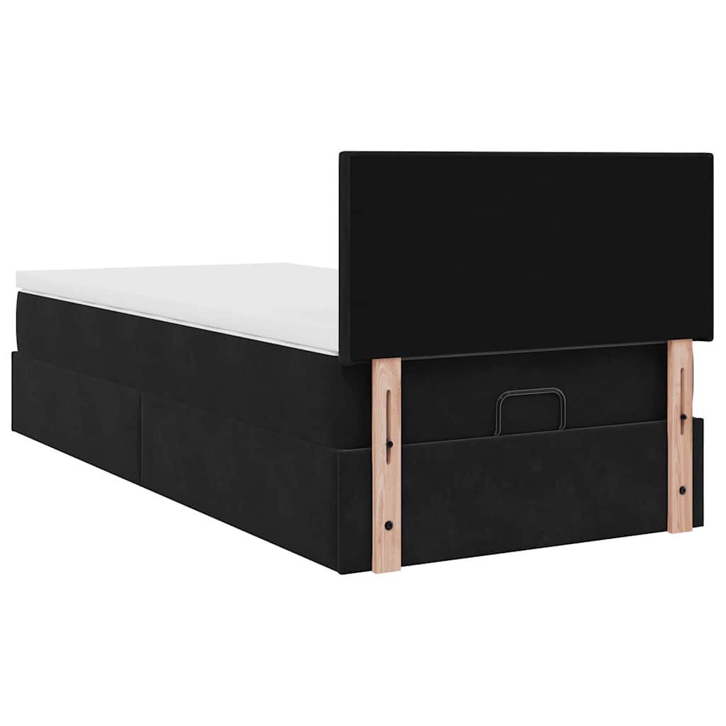 Cadre de lit ottoman avec matelas noir 100x200cm velours - XIOS
