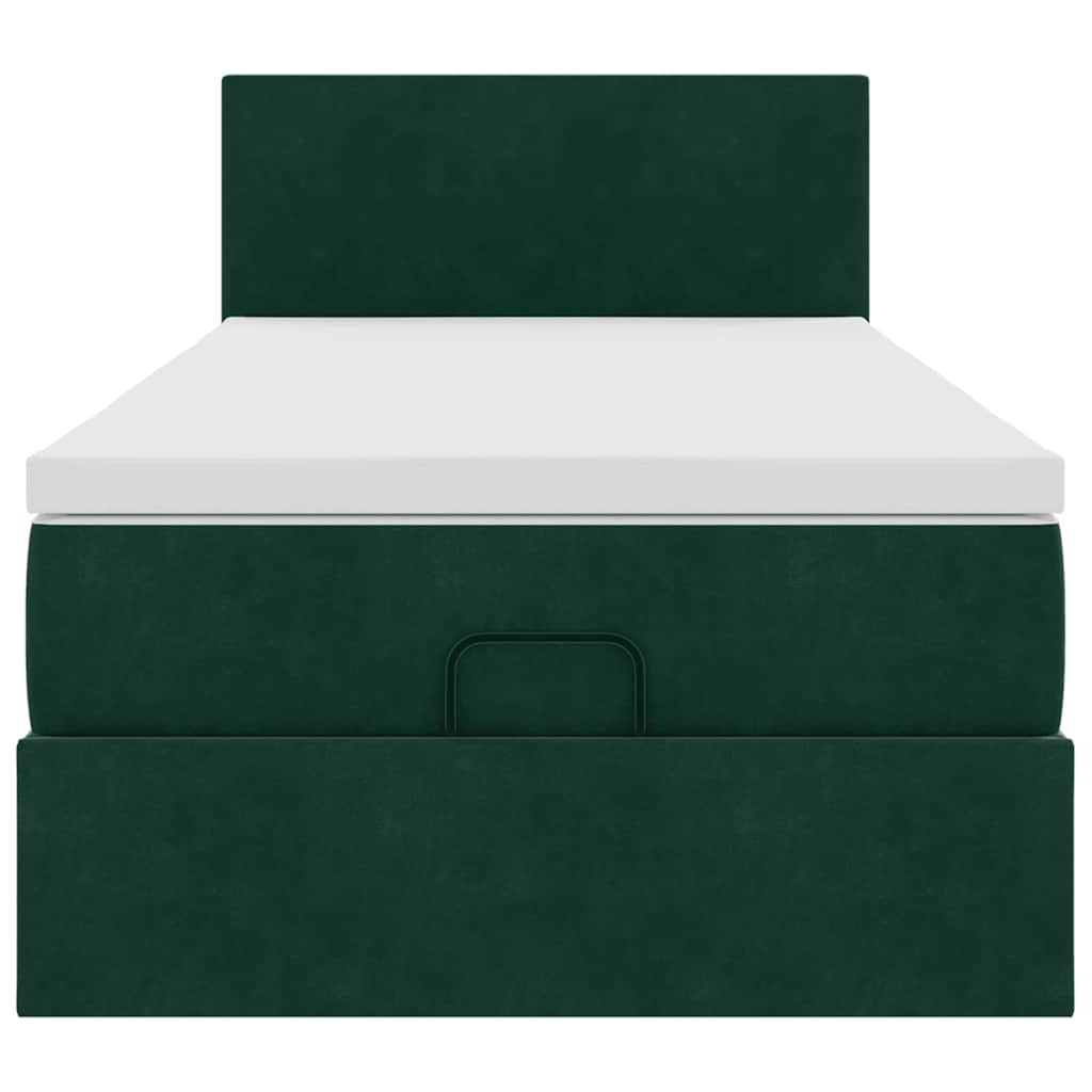 Cadre de lit ottoman avec matelas vert foncé 100x200 cm velours - XIOS