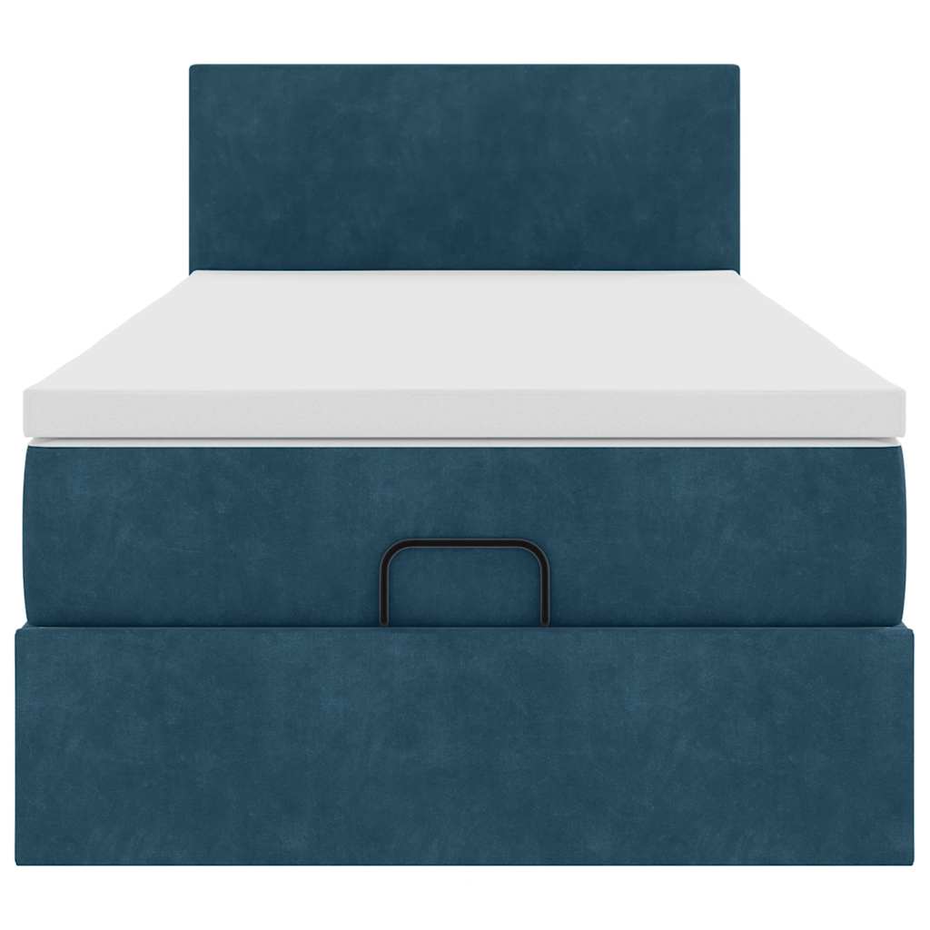 Cadre de lit ottoman avec matelas bleu foncé 100x200 cm velours - XIOS