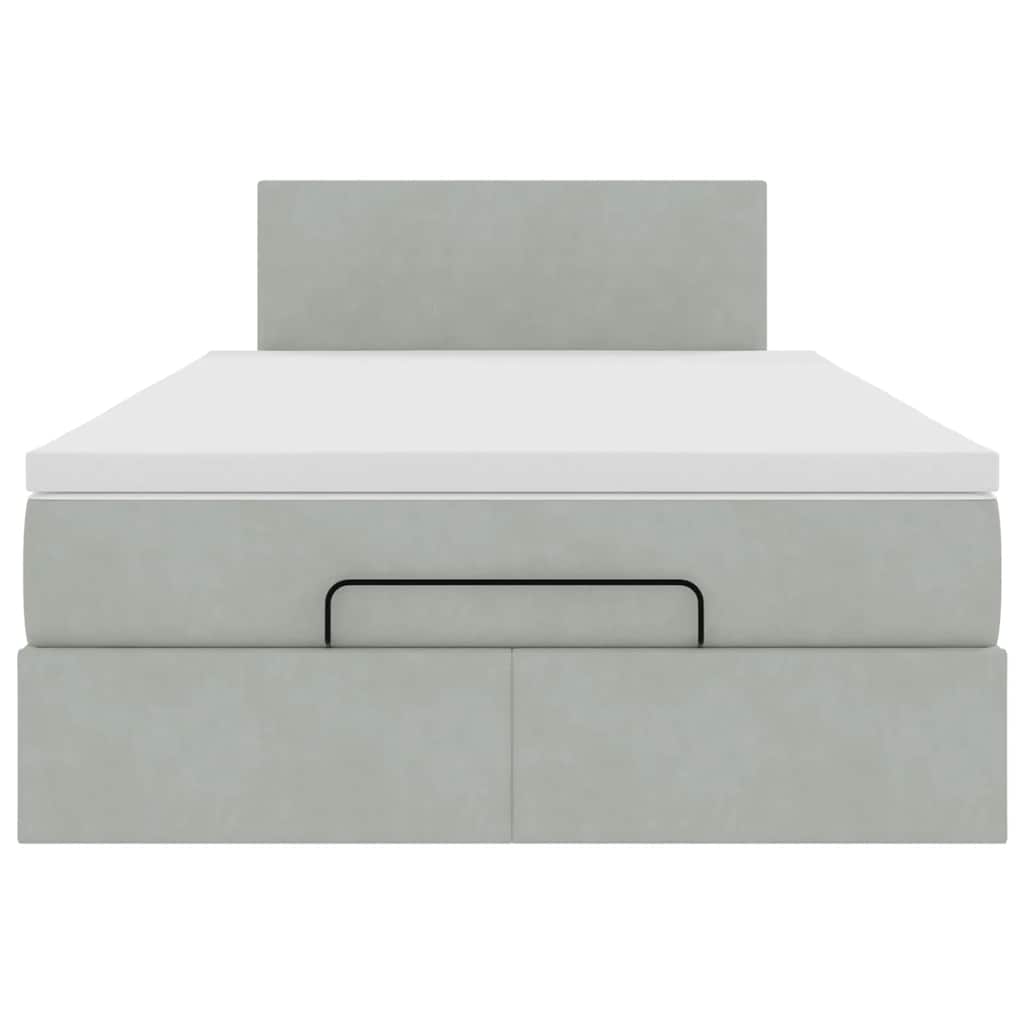 Lit ottoman avec matelas gris clair 120x190 cm velours