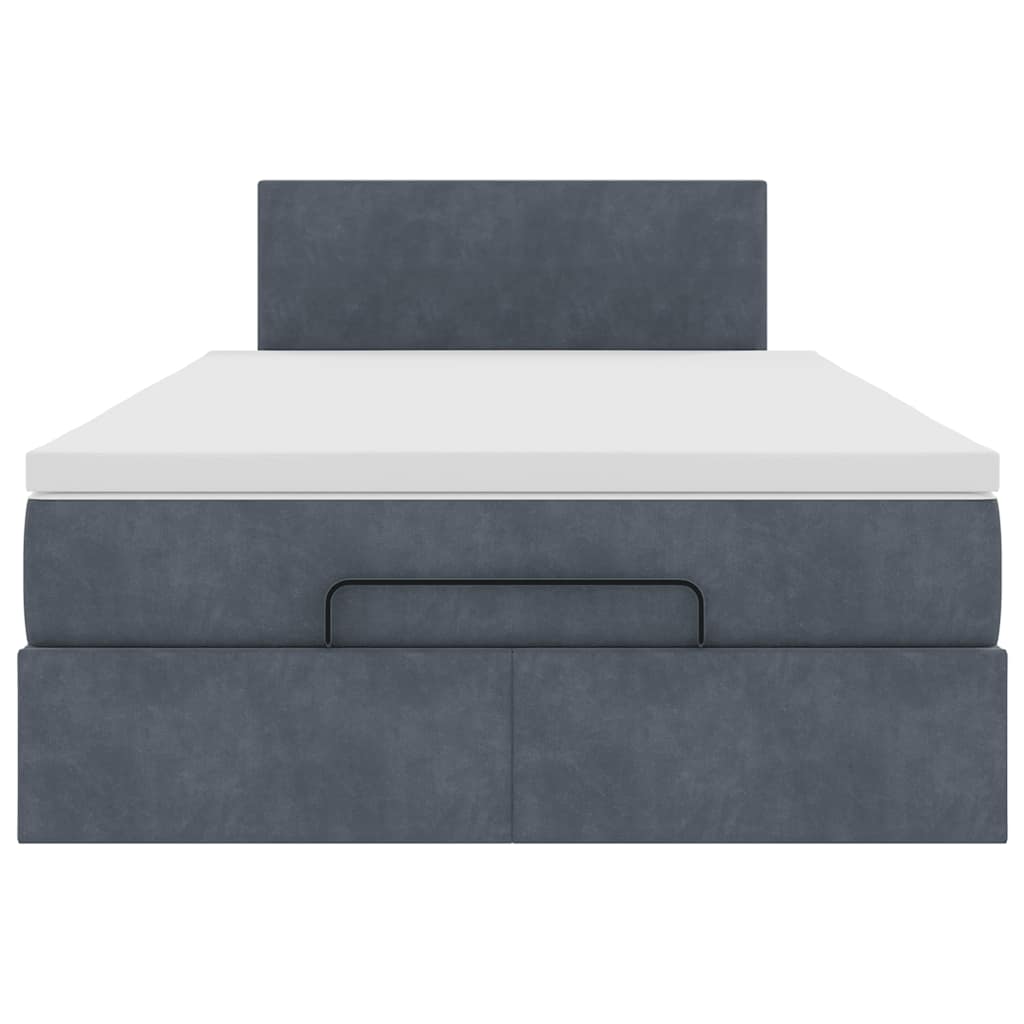 Lit ottoman avec matelas gris foncé 120x190 cm velours - XIOS
