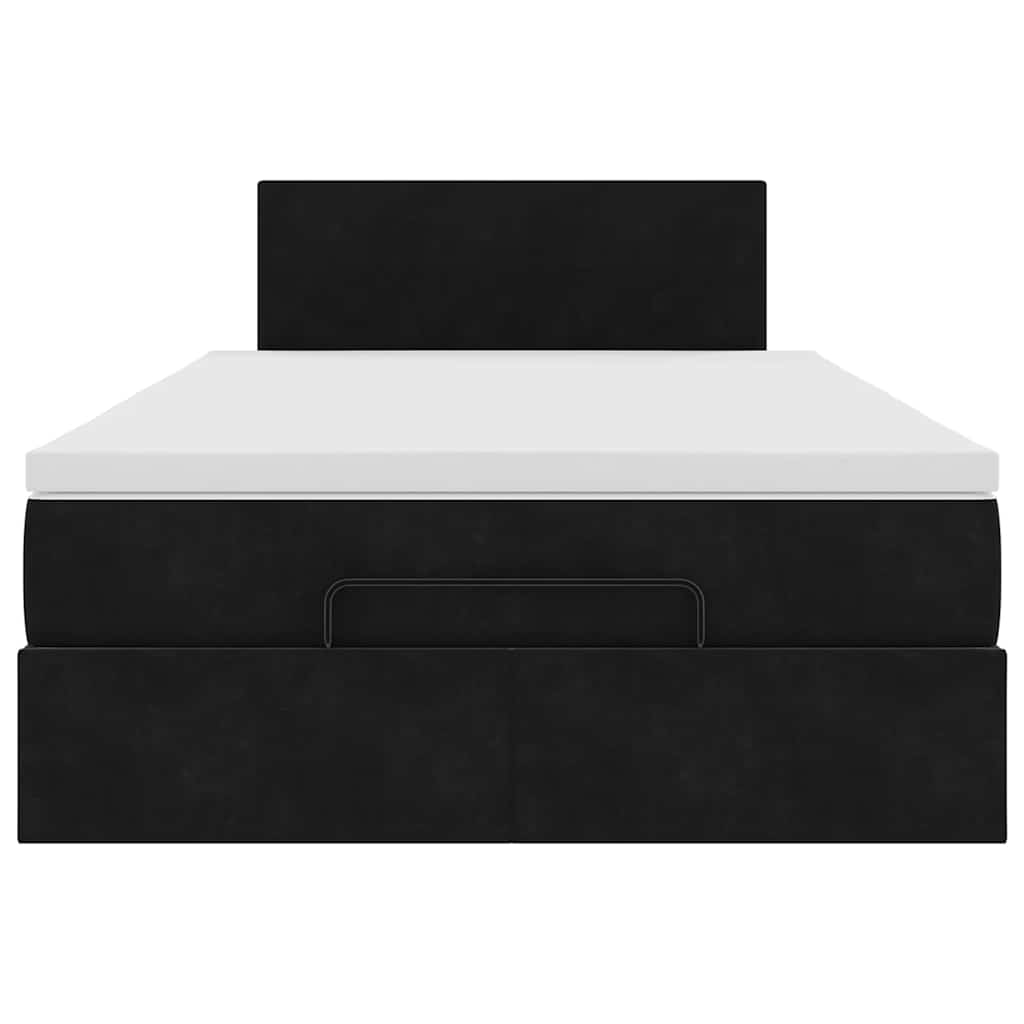 Lit ottoman avec matelas noir 120x190 cm velours - XIOS