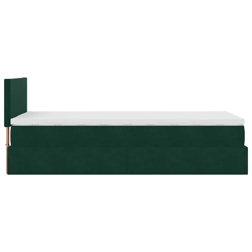 Lit ottoman avec matelas vert foncé 120x190 cm velours - XIOS
