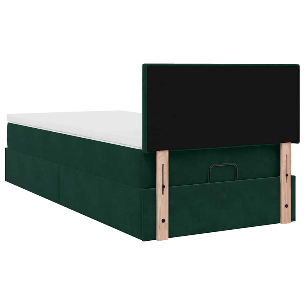 Lit ottoman avec matelas vert foncé 120x190 cm velours - XIOS