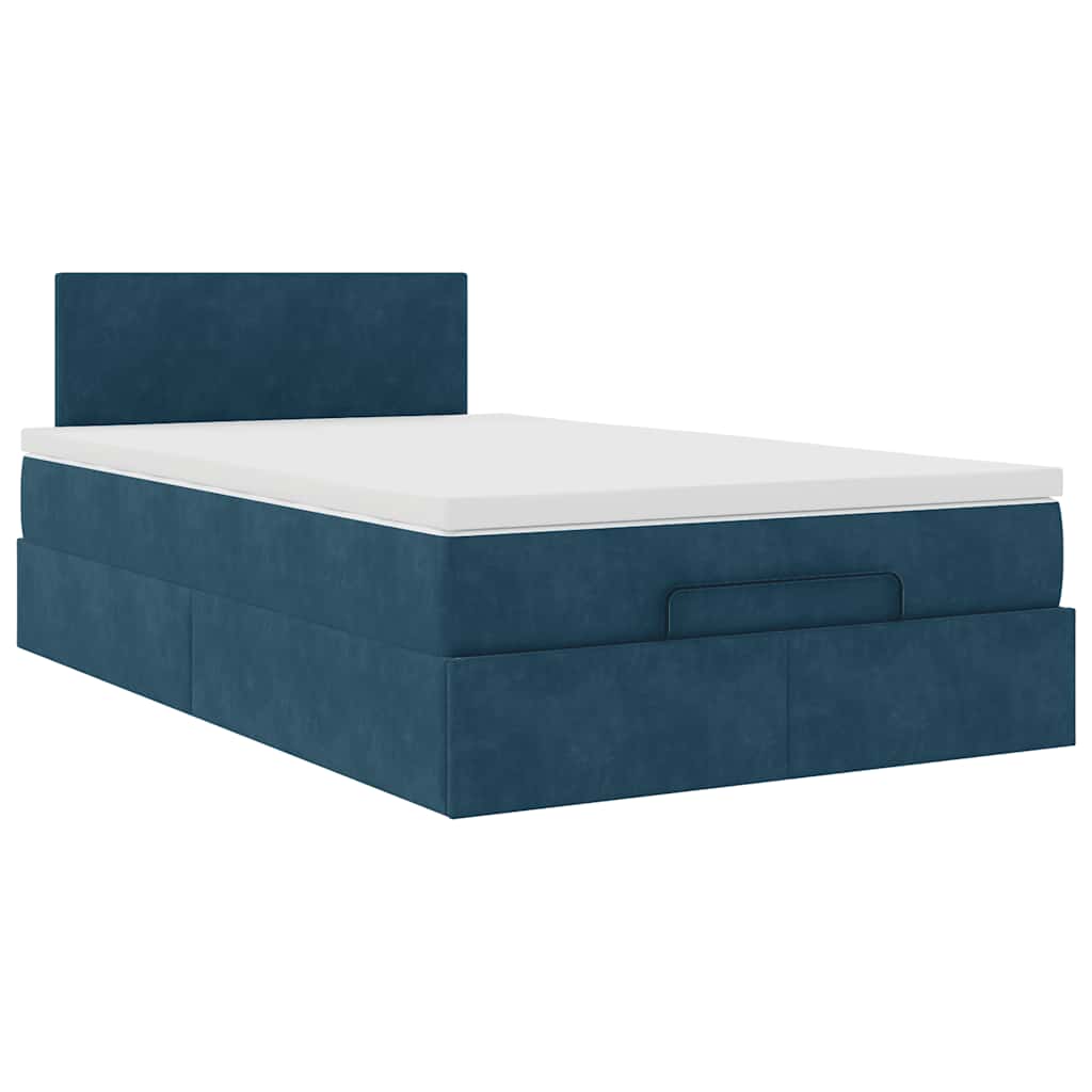 Lit ottoman avec matelas bleu foncé 120x190 cm velours - XIOS