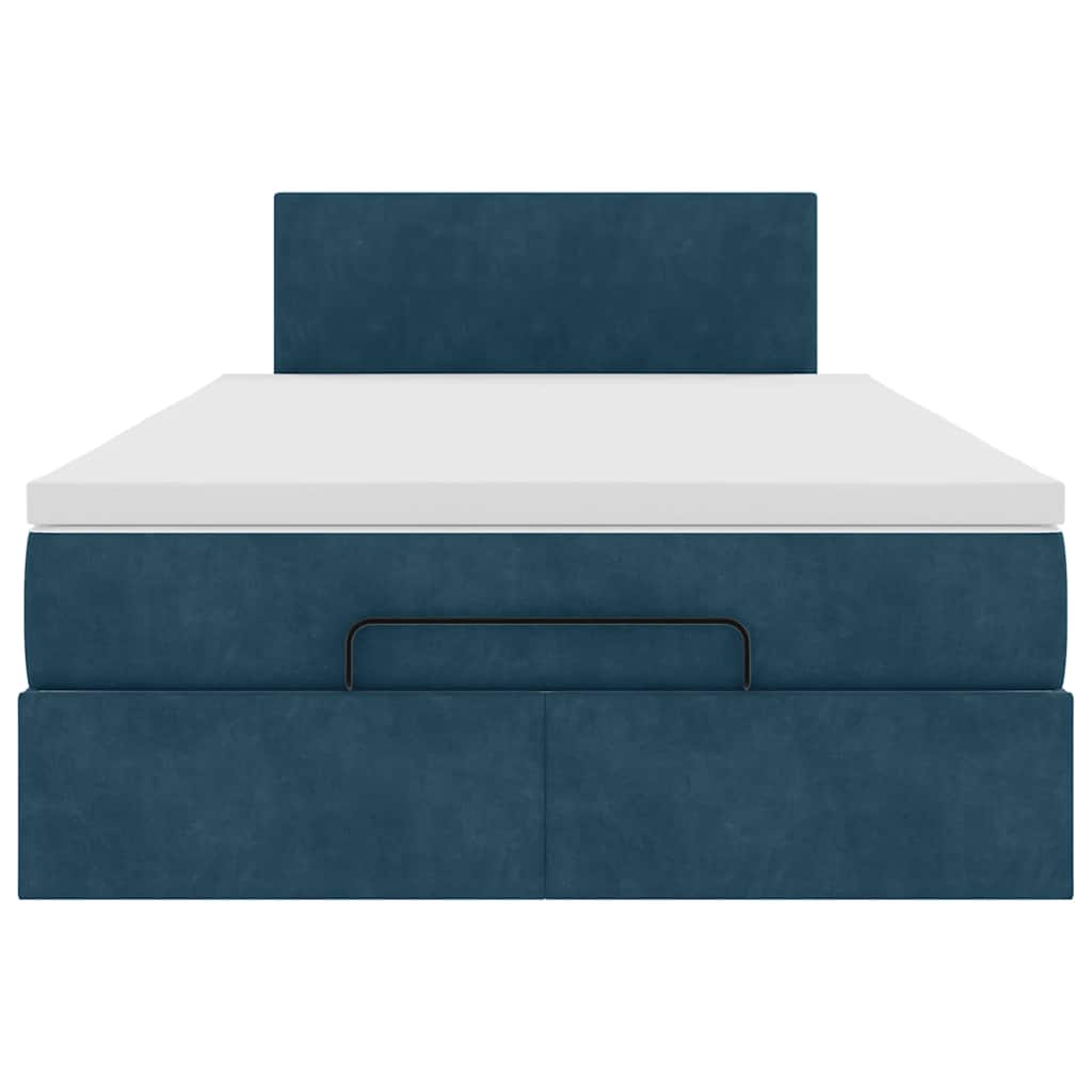 Lit ottoman avec matelas bleu foncé 120x190 cm velours - XIOS