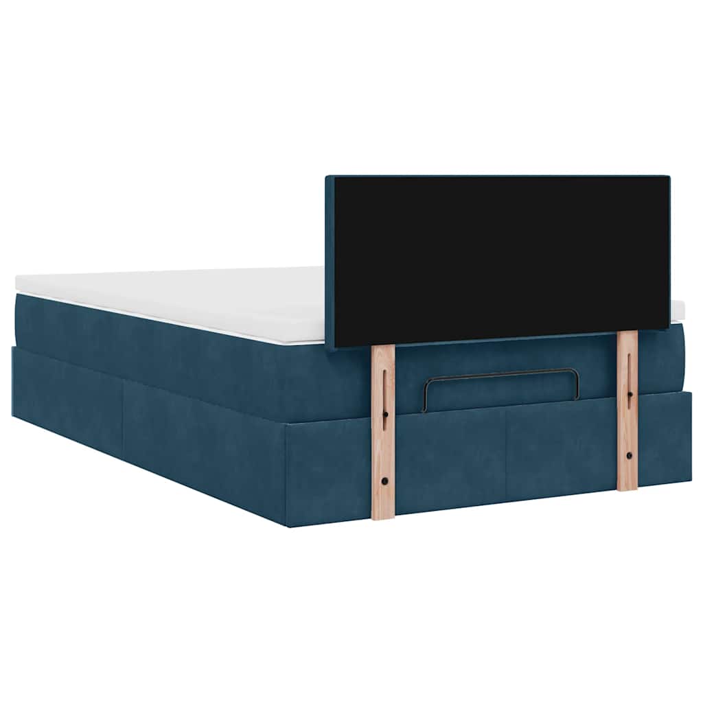 Lit ottoman avec matelas bleu foncé 120x190 cm velours - XIOS