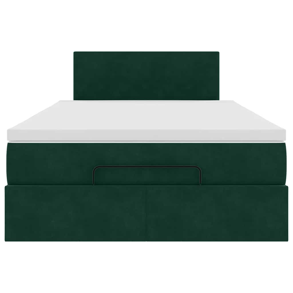 Cadre de lit ottoman avec matelas vert foncé 120x200 cm velours - XIOS