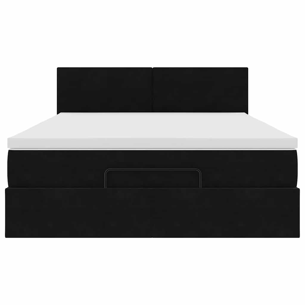 Cadre de lit ottoman avec matelas noir 140x190 cm velours - XIOS