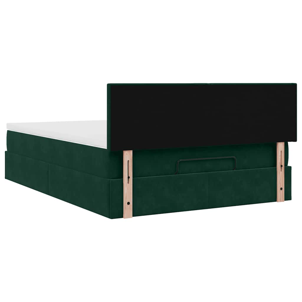 Cadre de lit ottoman avec matelas vert foncé 140x200 cm velours - XIOS