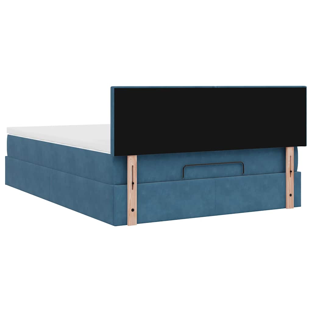 Cadre de lit ottoman avec matelas bleu foncé 140x200 cm velours - XIOS