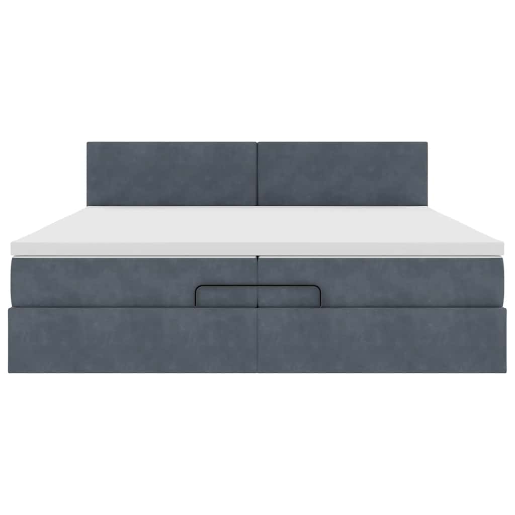 Cadre de lit ottoman avec matelas gris foncé 200x200 cm velours - XIOS