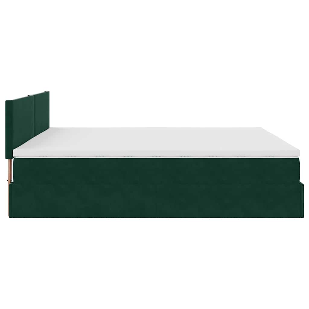 Cadre de lit ottoman avec matelas vert foncé 200x200 cm velours - XIOS