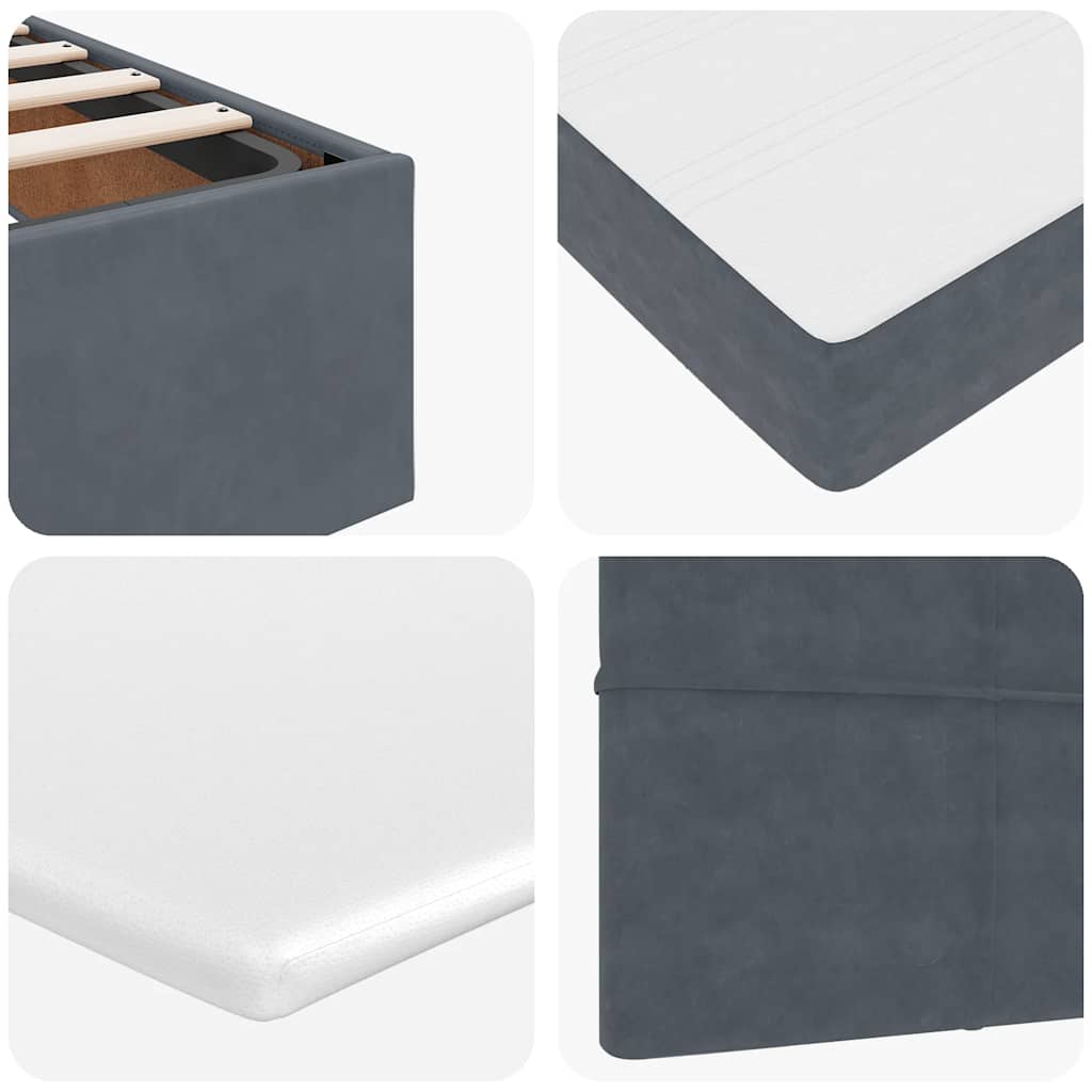 Cadre de lit ottoman avec matelas gris foncé 80x200 cm velours