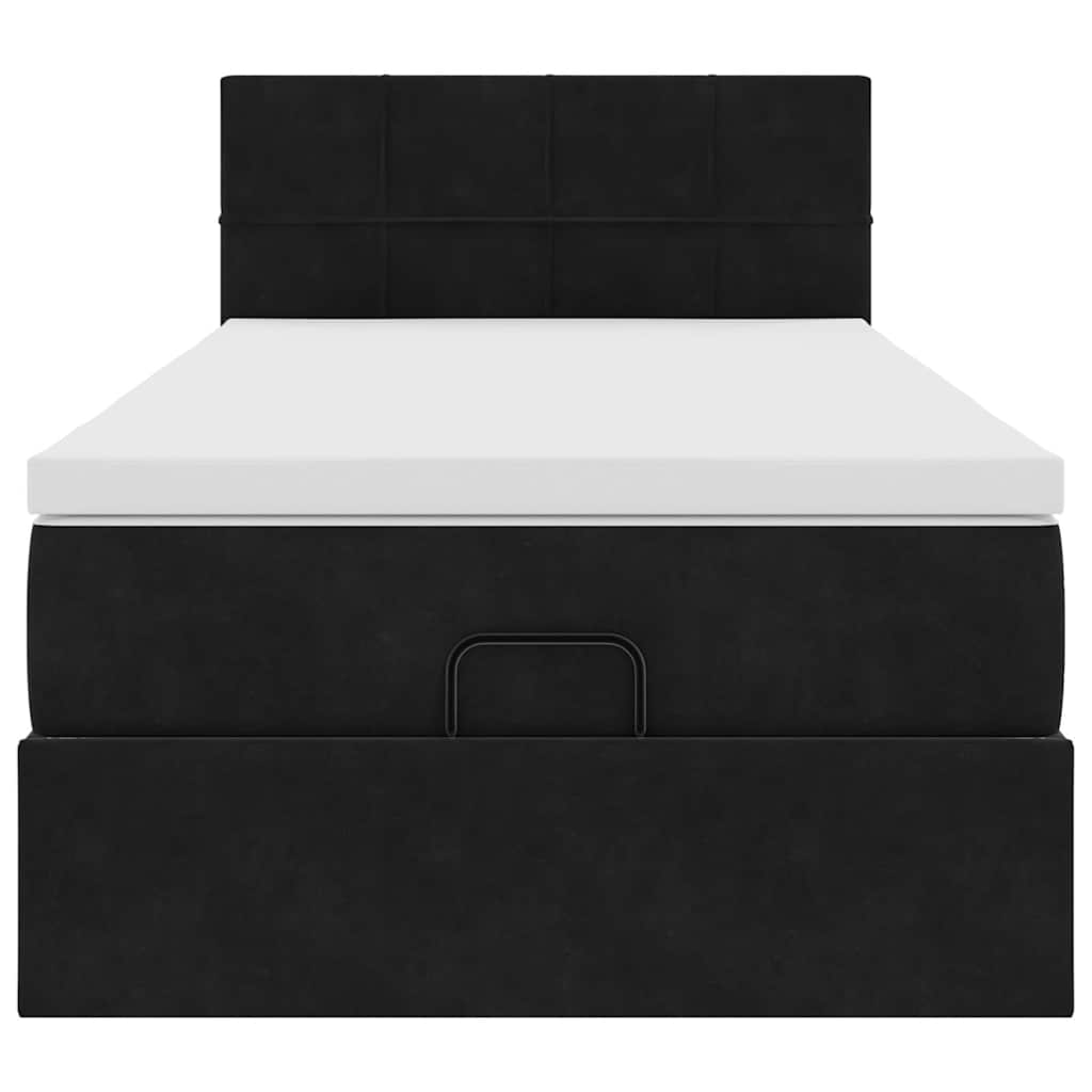 Cadre de lit ottoman avec matelas noir 80x200 cm velours - XIOS