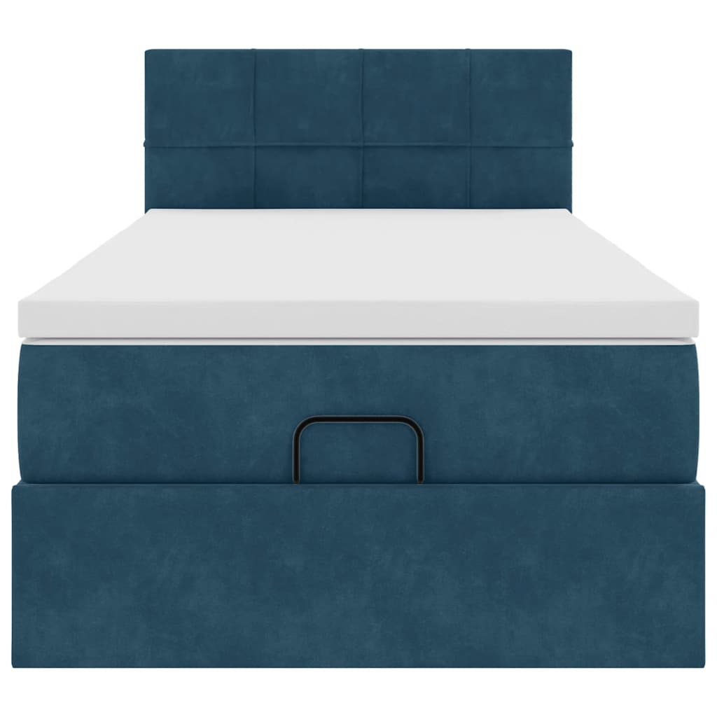 Cadre de lit ottoman avec matelas bleu foncé 80x200 cm velours - XIOS