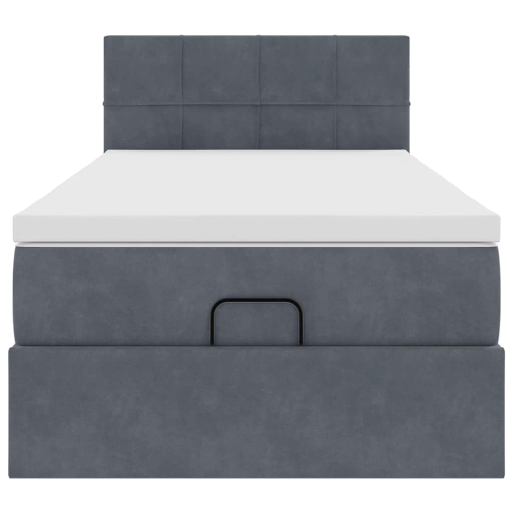 Cadre de lit ottoman avec matelas gris foncé 90x190 cm velours - XIOS