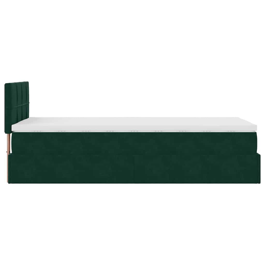 Cadre de lit ottoman avec matelas vert foncé 90x190 cm velours - XIOS