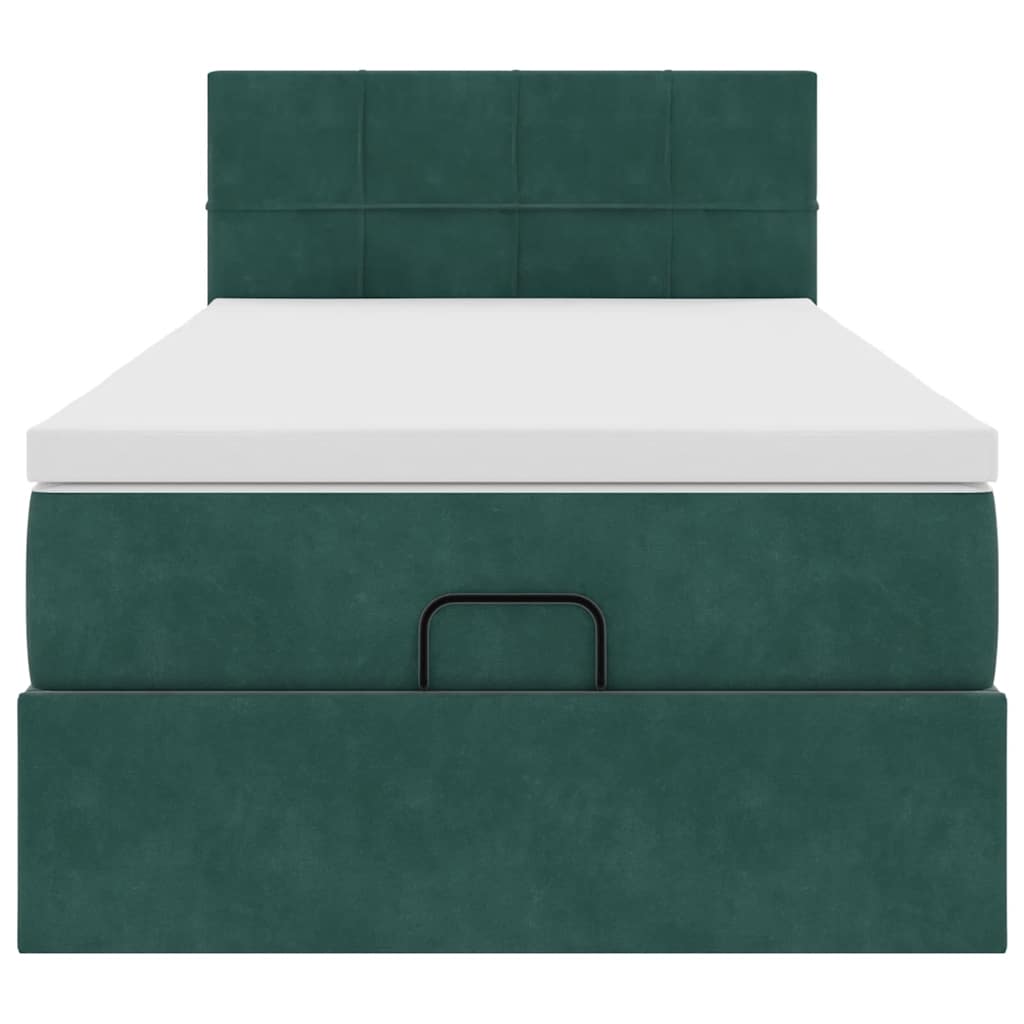 Cadre de lit ottoman avec matelas vert foncé 90x200 cm velours - XIOS