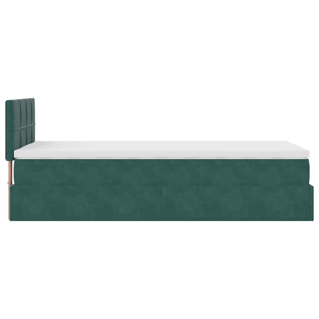 Cadre de lit ottoman avec matelas vert foncé 90x200 cm velours - XIOS