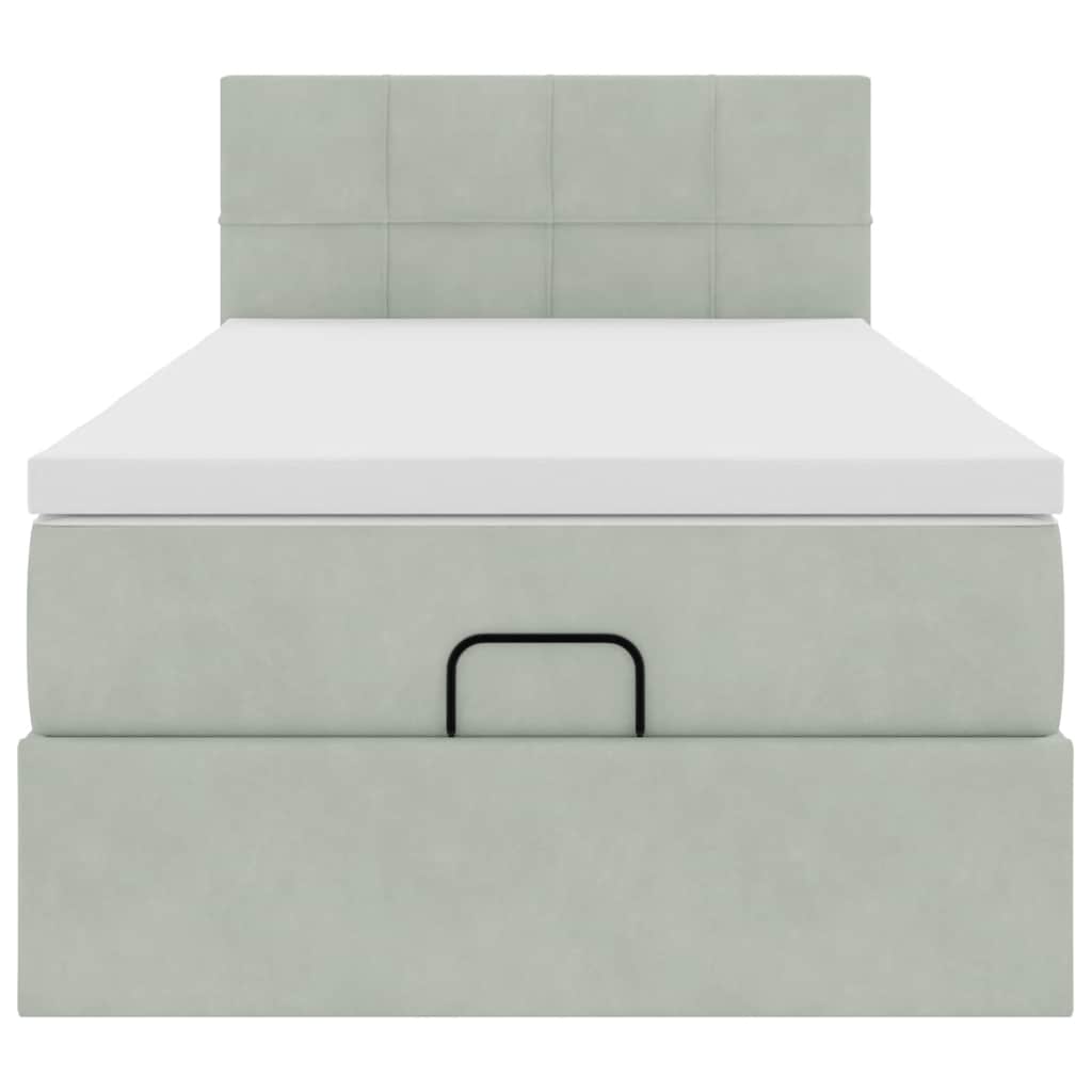 Cadre de lit ottoman et matelas gris clair 100x200 cm velours - XIOS