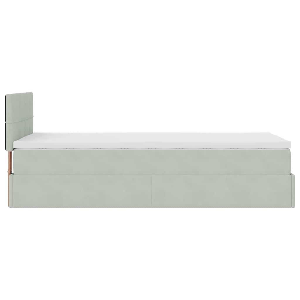 Cadre de lit ottoman et matelas gris clair 100x200 cm velours - XIOS
