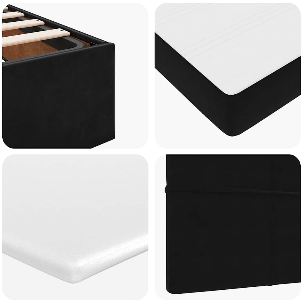 Cadre de lit ottoman avec matelas noir 100x200cm velours