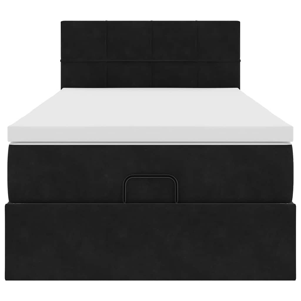 Cadre de lit ottoman avec matelas noir 100x200cm velours - XIOS