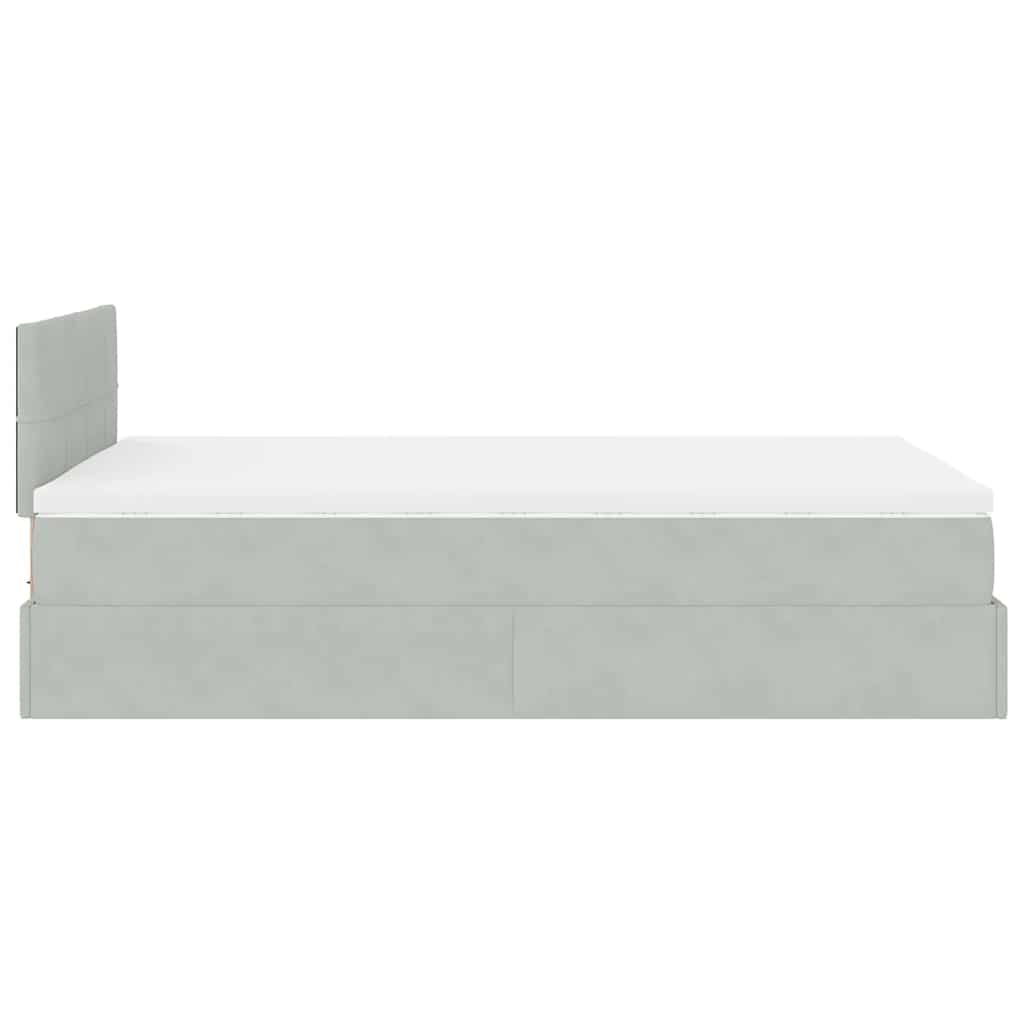 Lit ottoman avec matelas gris clair 120x190 cm velours