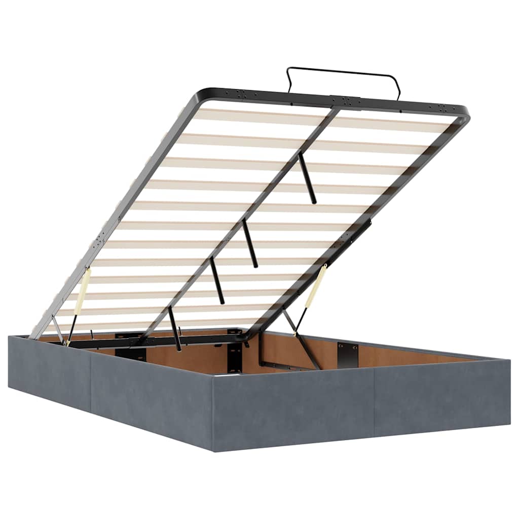 Lit ottoman avec matelas gris foncé 120x190 cm velours - XIOS