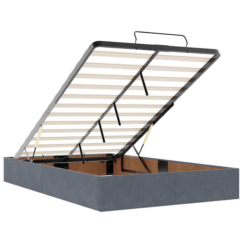 Lit ottoman avec matelas gris foncé 120x190 cm velours - XIOS