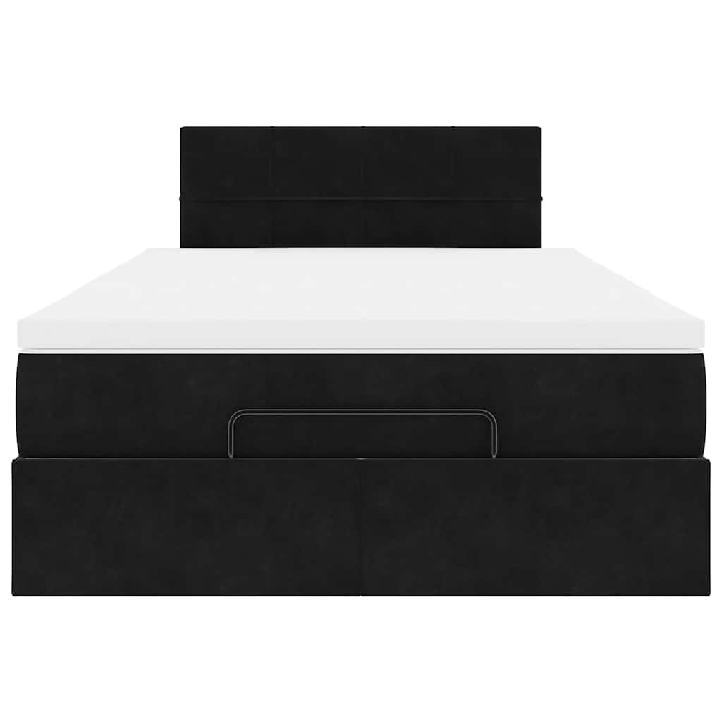 Lit ottoman avec matelas noir 120x190 cm velours - XIOS