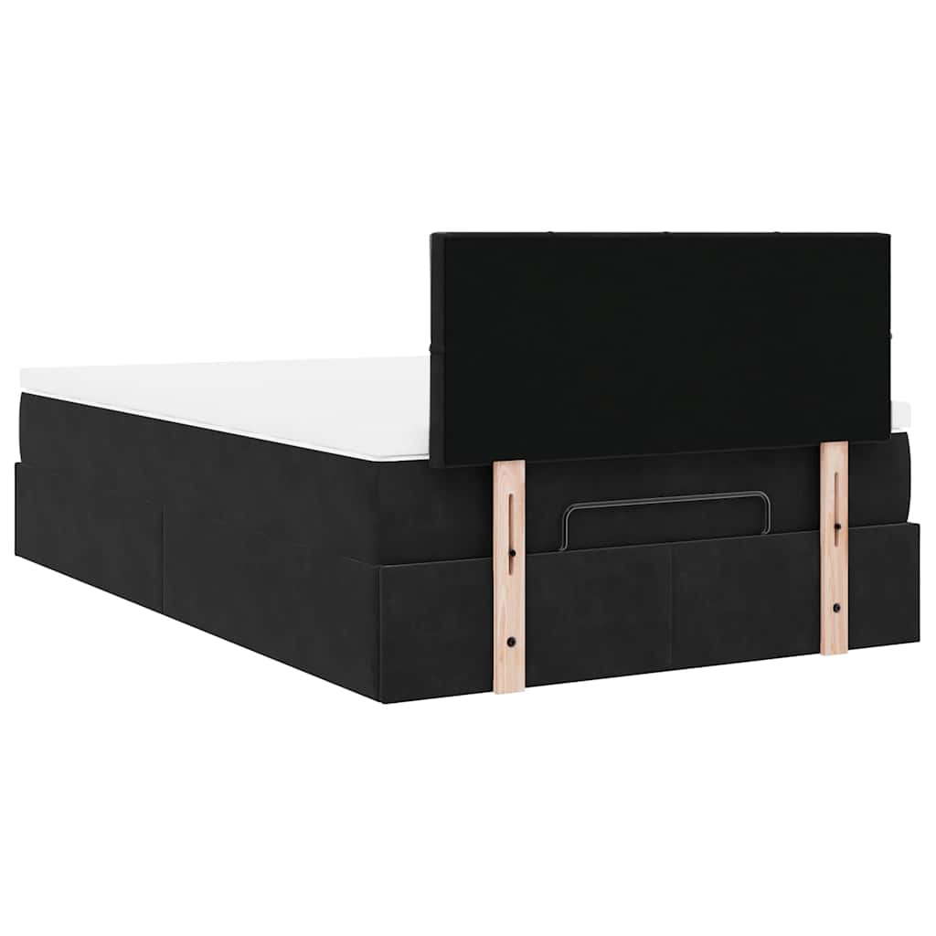 Lit ottoman avec matelas noir 120x190 cm velours - XIOS