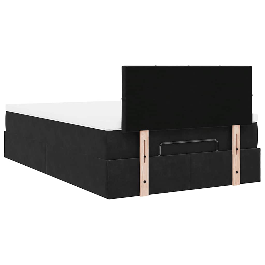 Lit ottoman avec matelas noir 120x190 cm velours - XIOS