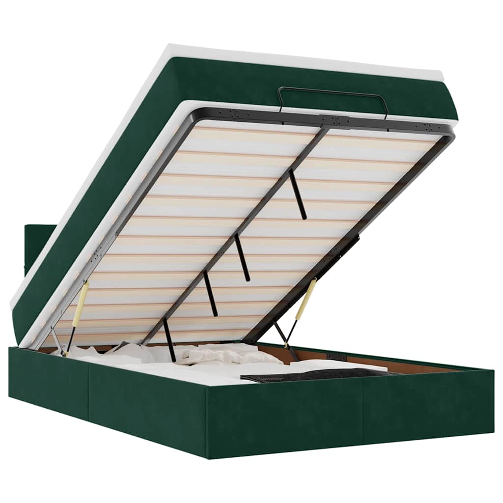 Lit ottoman avec matelas vert foncé 120x190 cm velours - XIOS
