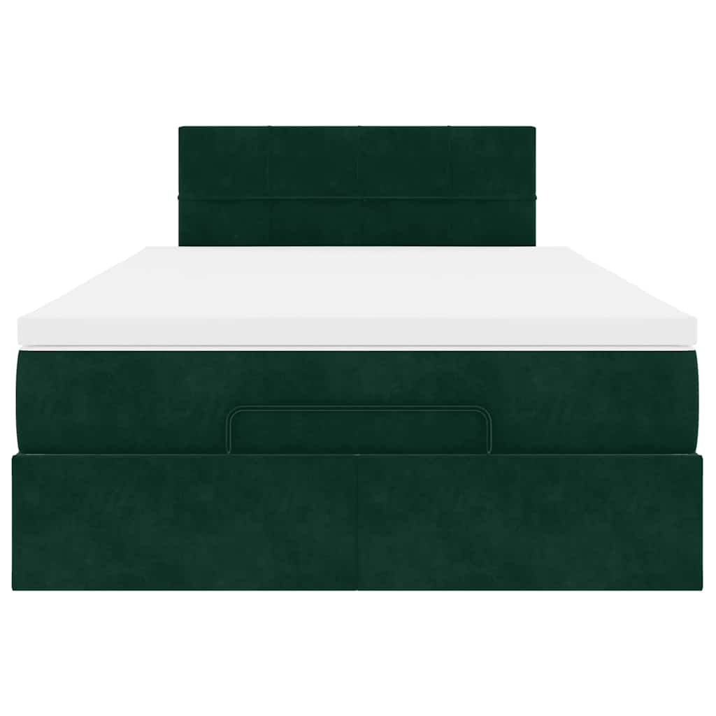 Lit ottoman avec matelas vert foncé 120x190 cm velours - XIOS