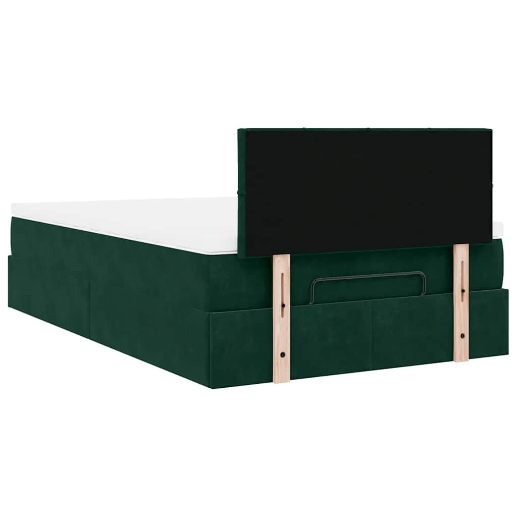 Lit ottoman avec matelas vert foncé 120x190 cm velours - XIOS