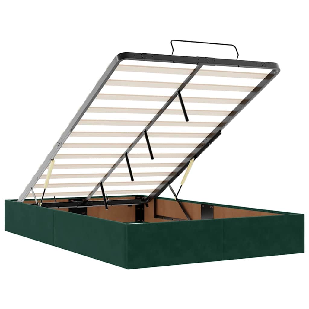 Lit ottoman avec matelas vert foncé 120x190 cm velours - XIOS