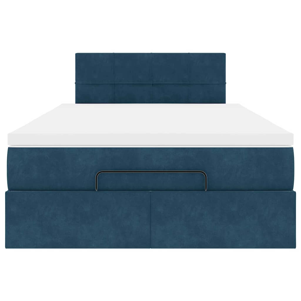 Lit ottoman avec matelas bleu foncé 120x190 cm velours - XIOS
