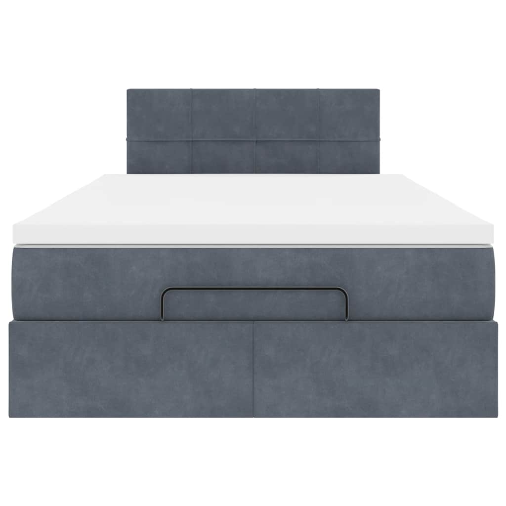 Cadre de lit ottoman et matelas gris foncé 120x200 cm velours - XIOS