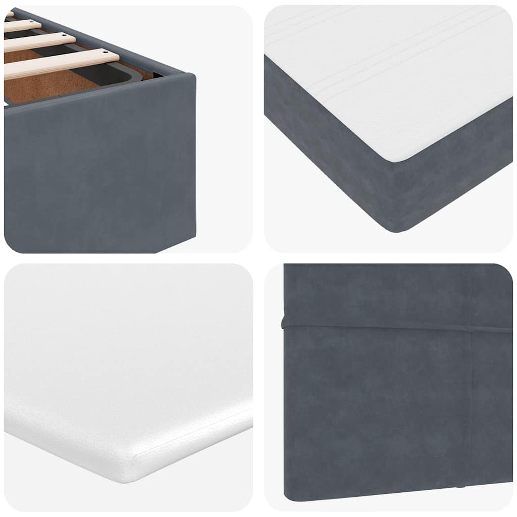 Cadre de lit ottoman et matelas gris foncé 120x200 cm velours - XIOS