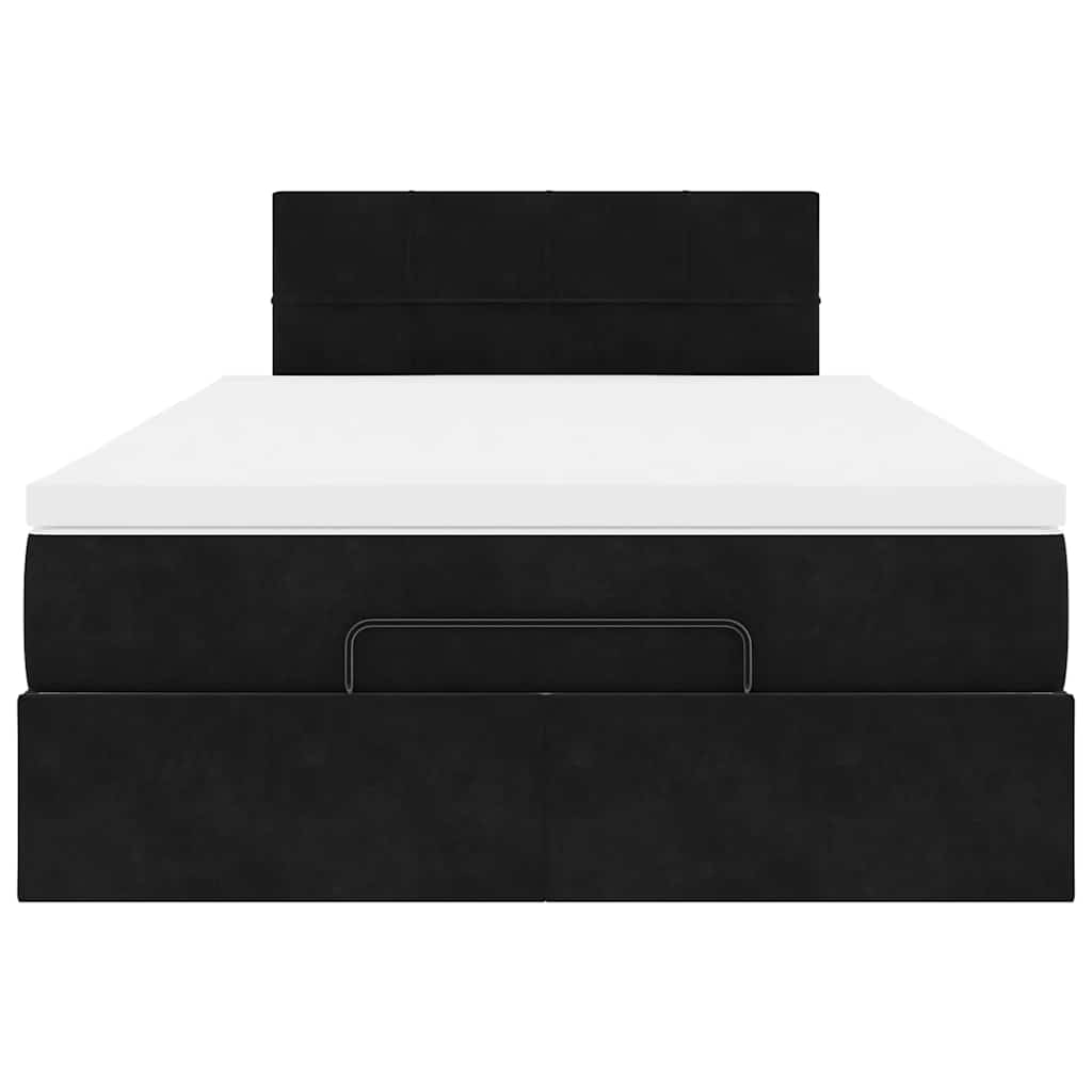 Cadre de lit ottoman avec matelas noir 120x200 cm velours - XIOS