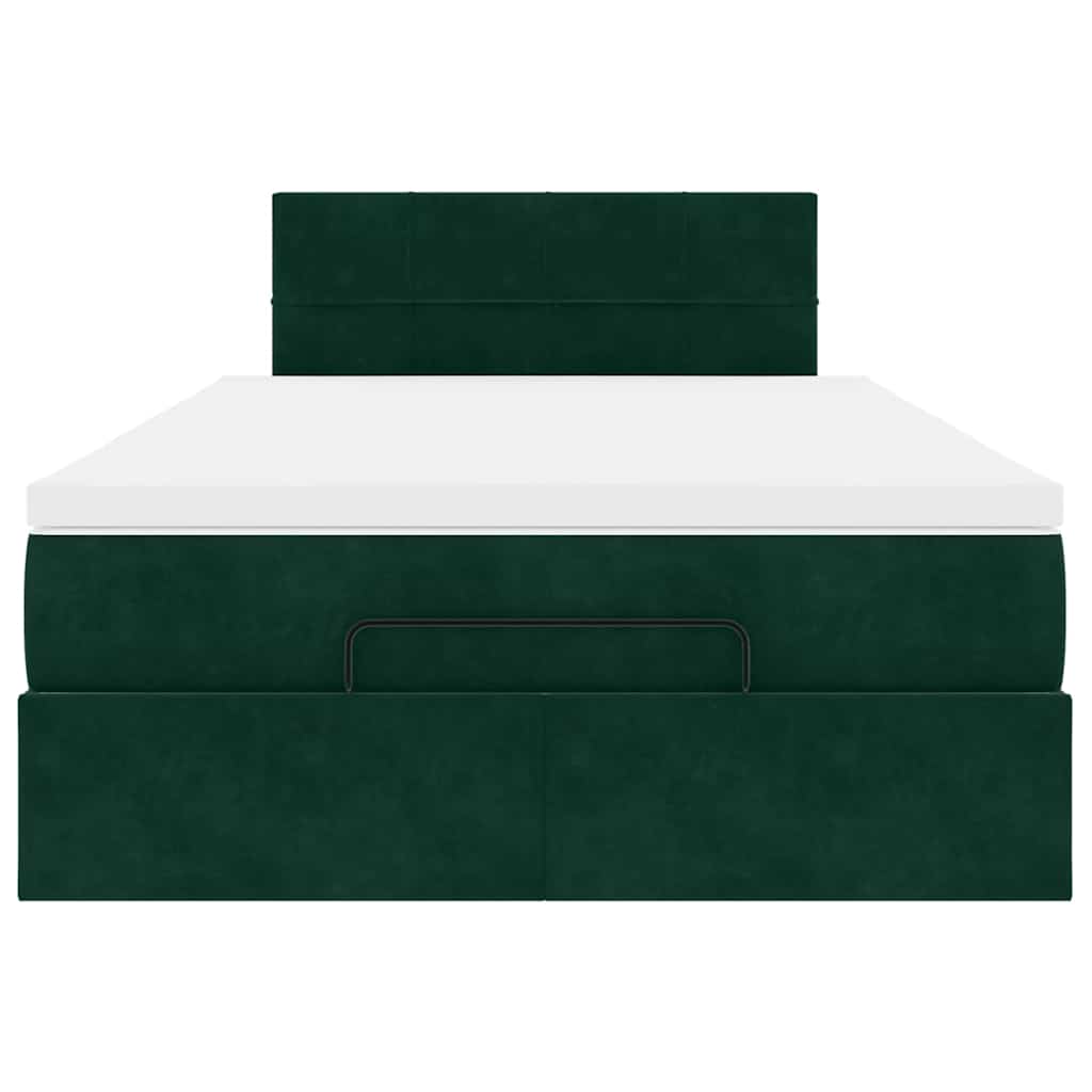 Cadre de lit ottoman avec matelas vert foncé 120x200 cm velours - XIOS