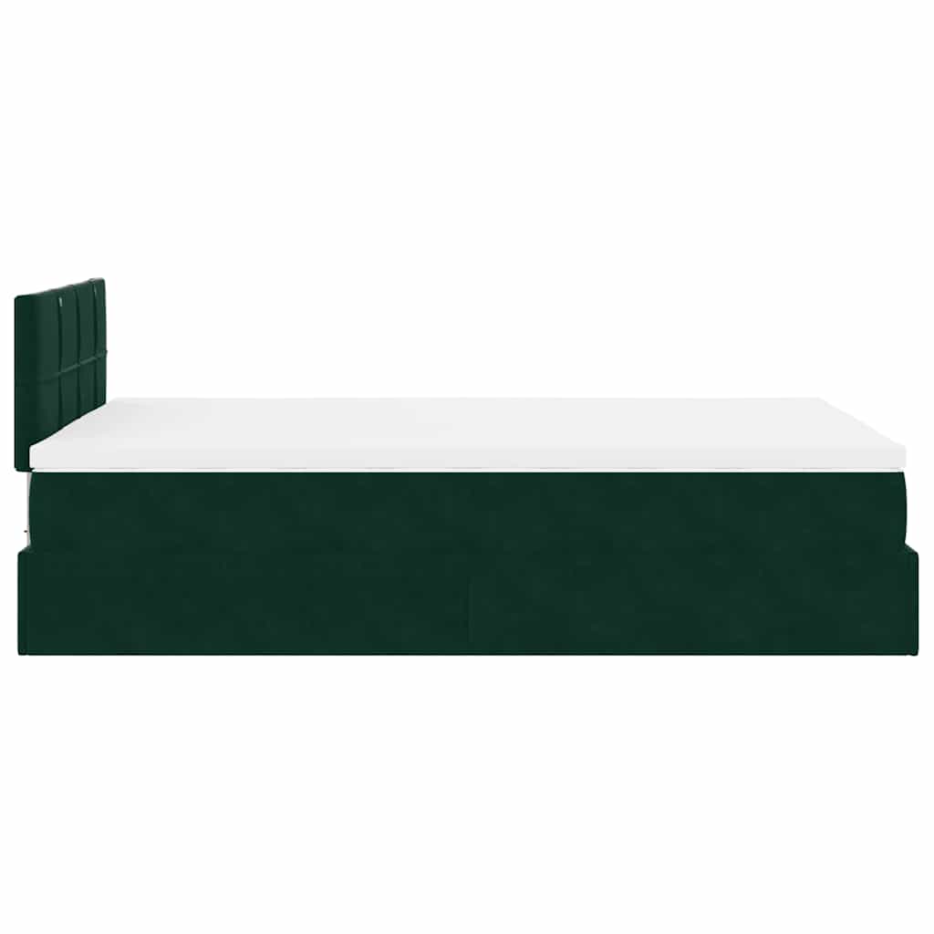 Cadre de lit ottoman avec matelas vert foncé 120x200 cm velours - XIOS