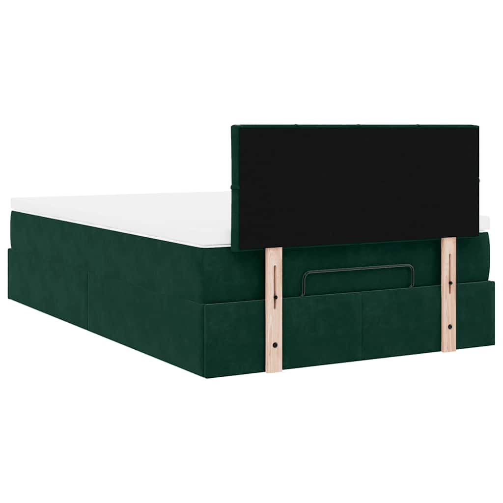 Cadre de lit ottoman avec matelas vert foncé 120x200 cm velours - XIOS