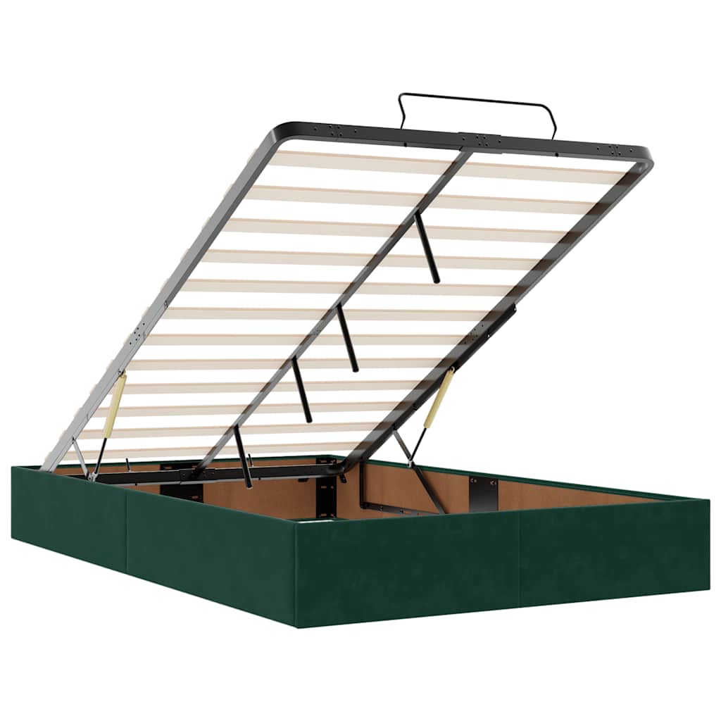 Cadre de lit ottoman avec matelas vert foncé 120x200 cm velours - XIOS