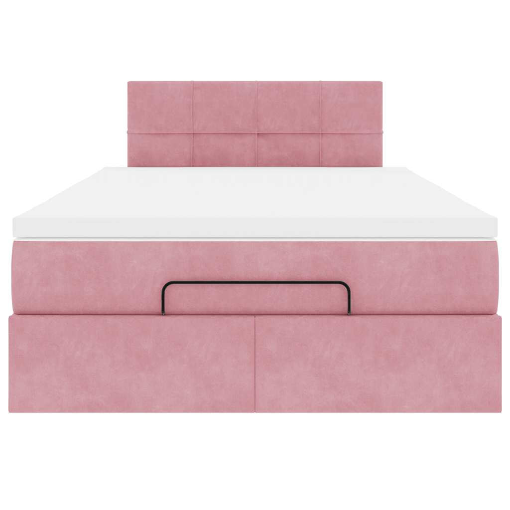 Cadre de lit ottoman avec matelas rose 120x200 cm velours