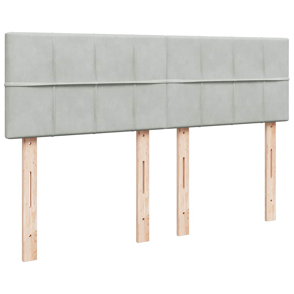 Cadre de lit ottoman et matelas gris clair 140x190 velours - XIOS